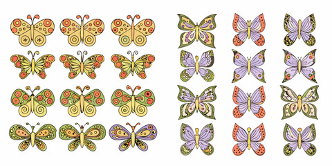Colorful Butterfly Pattern With Detailed Wing Designs Vector Illustration © Juran