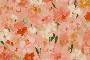 Obraz premium Soft peach floral abstract painting with romantic pastel blossoms