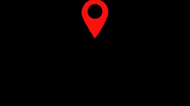 GPS location pointer animated with radio wave, location map pointer with pin icon and location animation 4k animation video on black backgroun.