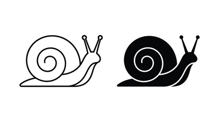 Minimalist Snail Vector Graphic Set Featuring Silhouette and Outline Icon Designs © Tulippp