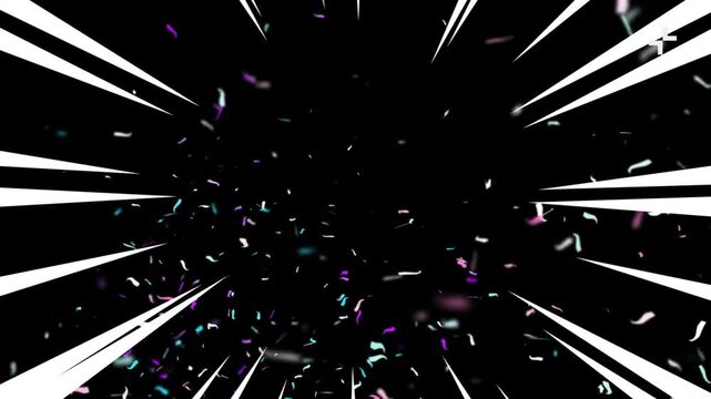 Motivational quote display with dynamic motion graphics featuring hard work beats talent text against an abstract dark background with confetti