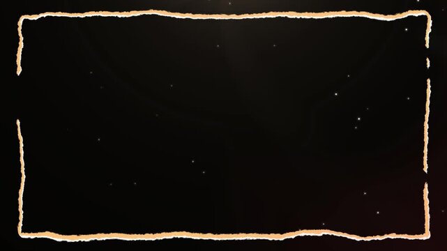 Triptych golden glowing rectangular frames floating in dark space with shimmering particles for cinematic text overlays with arranged horizontal triptych layout against dark