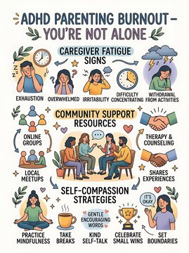 Infographic on adhd parenting burnout signs and support strategies