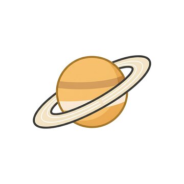 A simple flat vector illustration of the planet Saturn with rings isolated on a white background.