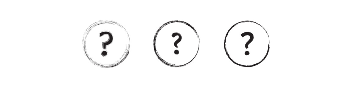 Hand drawn ink question mark icon set. Brush Style Question Mark symbol isolated on white background. vector illustration