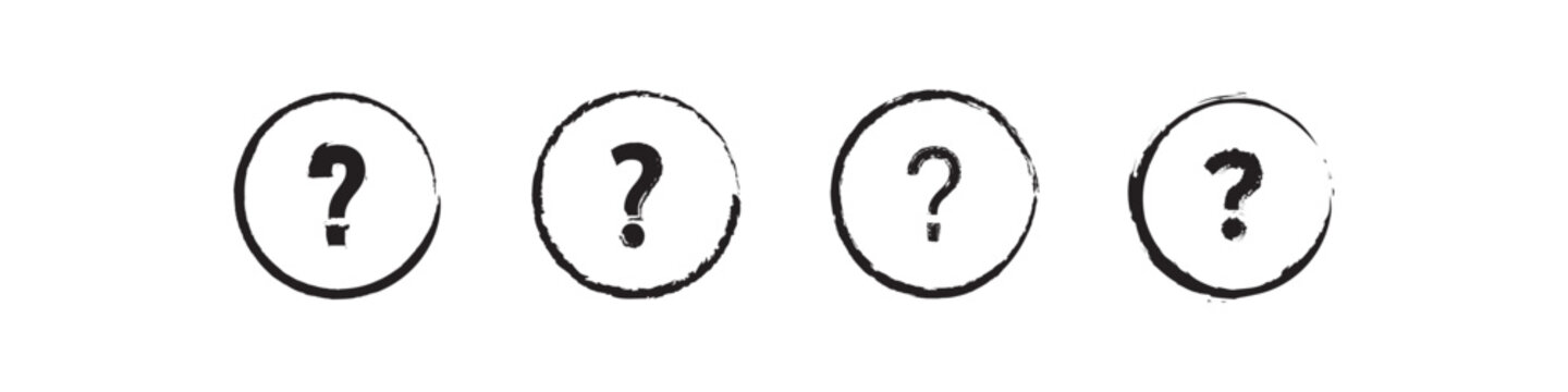Hand drawn ink question mark icon set. Brush Style Question Mark symbol isolated on white background. vector illustration