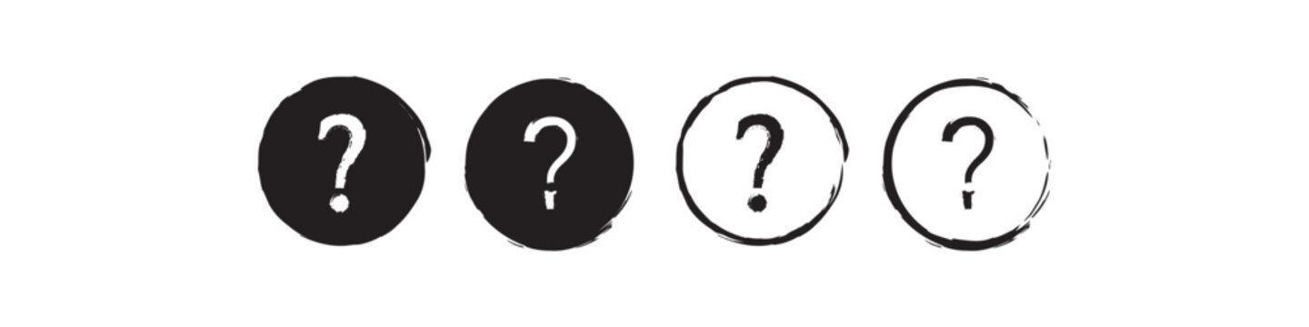 black question mark icon set in a clean modern vector design. Hand drawn FAQ, help, inquiry, support symbol. vector illustration. eps10 
