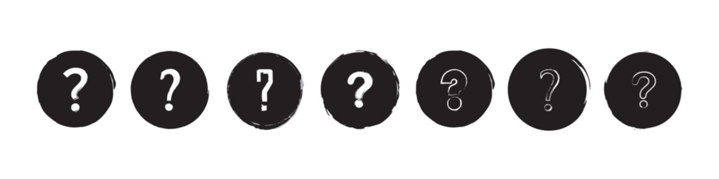 brush glyph style question mark icon set featuring hand drawn, sketch, and doodle-inspired symbols with expressive artistic strokes.