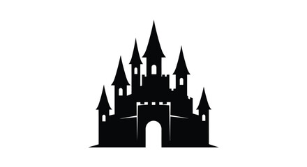 Silhouette of a Fairy Tale Castle with Tall Spires and Grand Entrance. © Yuma