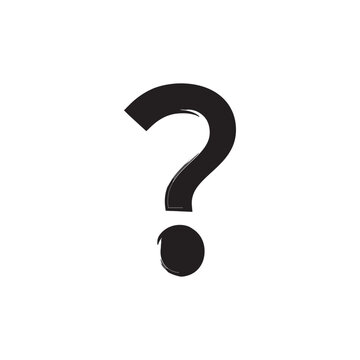 Black Hand Drawn  Question Mark Icon in brush style. question mark Ink symbol in a clean modern vector design. Use for help, inquiry, education, branding, UI/UX, websites. 