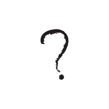 Black Hand Drawn  Question Mark Icon in brush style. question mark Ink symbol in a clean modern vector design. Use for help, inquiry, education, branding, UI/UX, websites. 