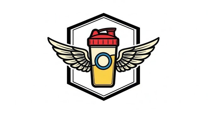 Winged Protein Shaker Logo - Fitness & Health Icon
