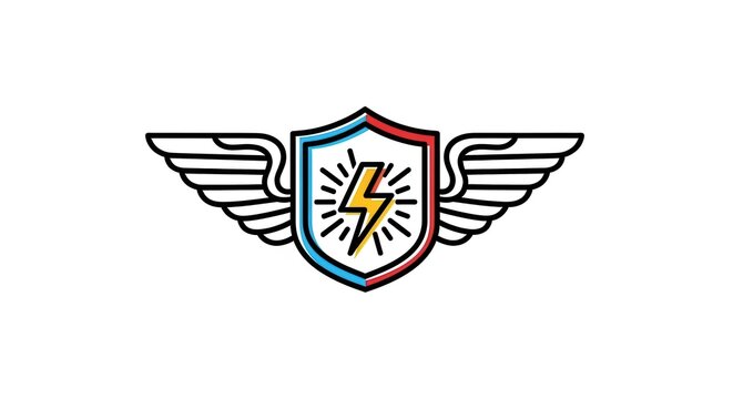 Winged Shield Lightning Bolt Logo Icon
