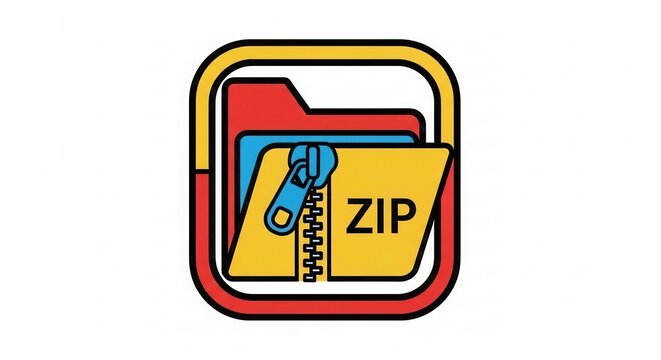 zip file icon, colorful folders