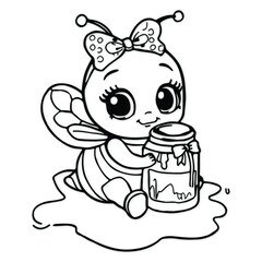 Obraz premium Cute animals Black and White Coloring Page Vector Illustration