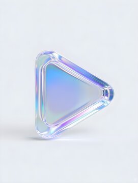 Iridescent glass play button triangle icon