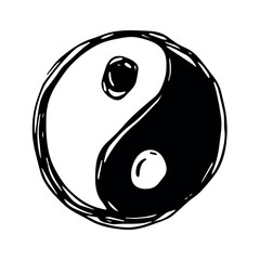 Hand drawn yin yang symbol Zen and Tao Harmony and balance Black and white yin and yang sign Taichi, Taoism, Buddhism, Japan, Chinese, Asian, yoga, meditation, karma, peace, dualism