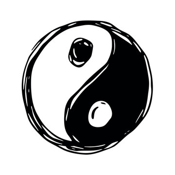 Hand drawn yin yang symbol Zen and Tao Harmony and balance Black and white yin and yang sign Taichi, Taoism, Buddhism, Japan, Chinese, Asian, yoga, meditation, karma, peace, dualism