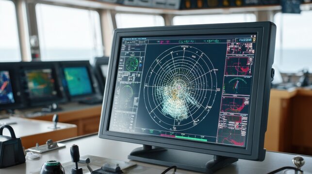 Advanced Marine Navigation System Displaying Radar Data and Cartography for Safe Navigation in Open Waters from Ship Control Center