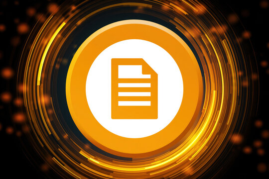 Document icon cover image orange circle white background abstract ring digital file document symbol minimal design data storage copy space