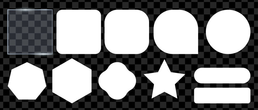 Collection of white geometric shapes and decorative UI elements for design
