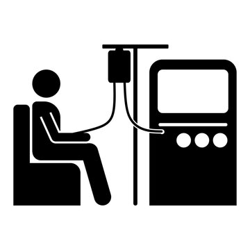 Vector icon of a patient during dialysis treatment