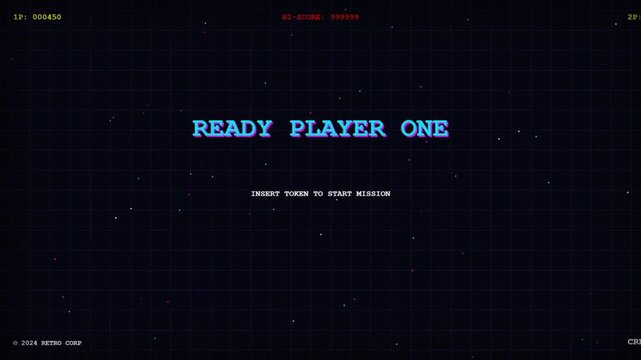 8bit Retro Arcade Game Start Screen Ready Player One