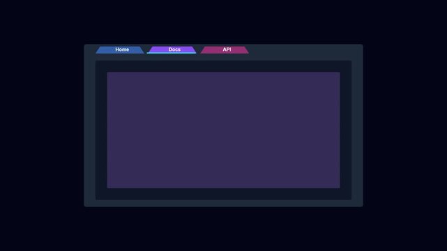Minimalist website interface navigation menu with interactive tab switching animation 4k