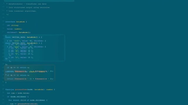 Close up of scrolling computer code on a dark screen for software development concept