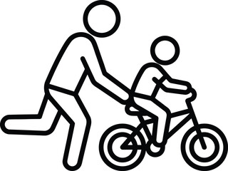 Obraz premium Loving father instructing young son how to ride bicycle balance training lesson on plain white background dad helping child learning cycle outdoor sport activity family bonding support