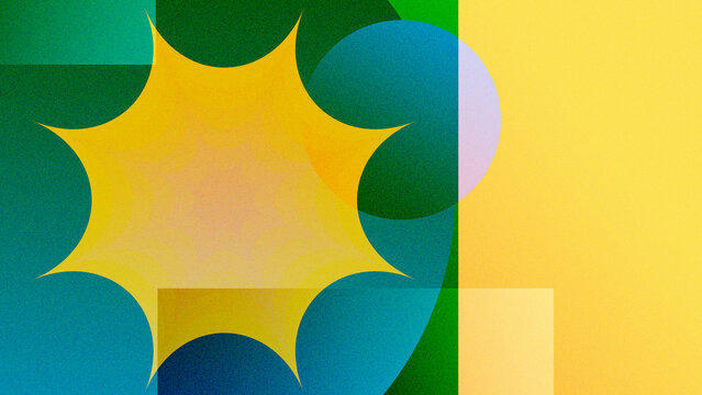 Vibrant Geometric Abstract Shapes With Radiant Sun Burst Pattern