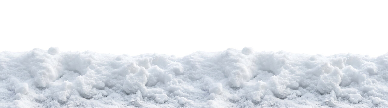 Textured white snow pile forming a natural winter border. suitable for seamless tiling and backgro