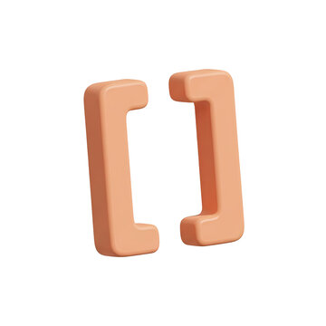3D brackets symbol isolated on transparent background