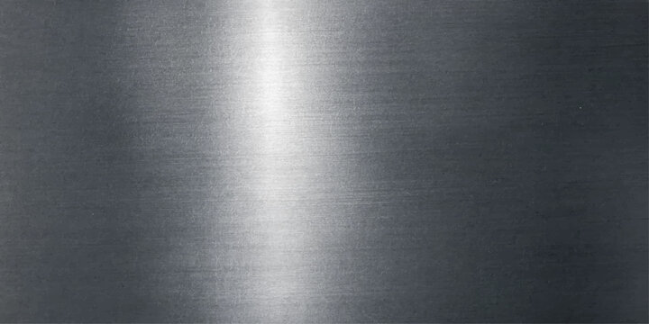 Brushed silver metal texture background with vertical light streak and dark gray metallic sheen vector illustration