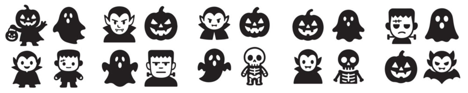 complete set of hellowen vectors with silhouette style