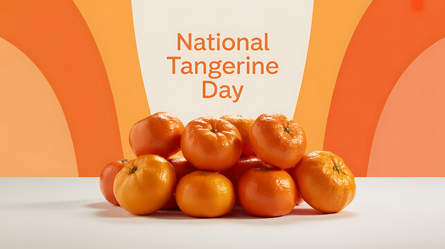 National Tangerine Day celebration with a pile of fresh tangerines on a colorful background