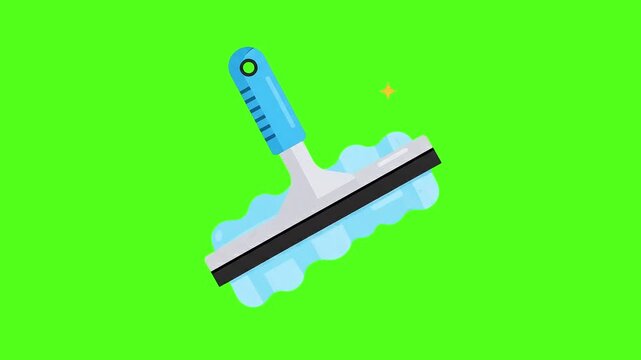 Window cleaning squeegee wiping motion graphic on green screen