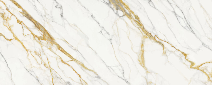 Luxurious White Marble Texture with Elegant Gold and Grey Veining for Modern Interior Background and Design