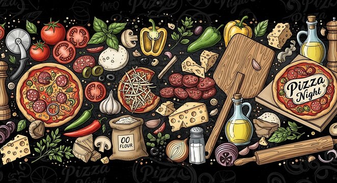 Assorted fresh fruits and vegetables in wooden crate.