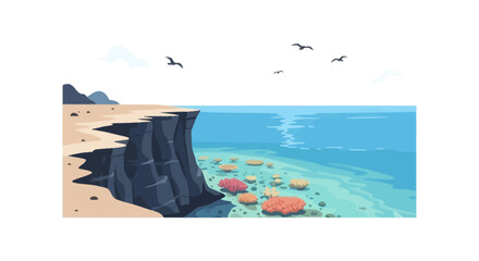 Coastal cliff overlooking vibrant coral reef and ocean © nando