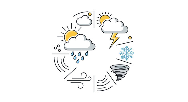 A circular diagram showing various types of seasonal weather icons