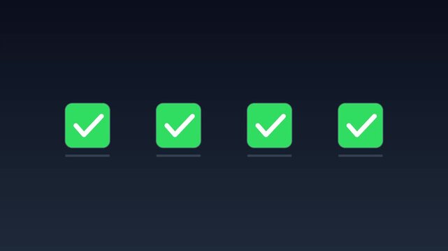 Animated green checkmark task list completion concept for ui and productivity tracking animation 4k checklist