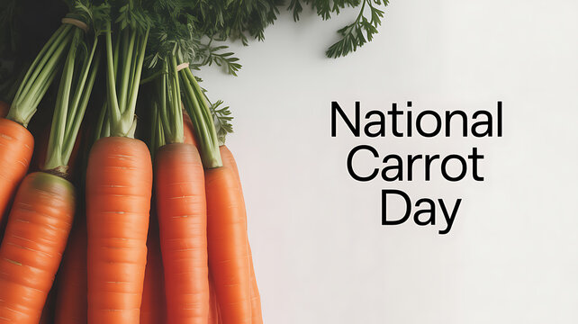 Fresh carrots with green tops displayed for National Carrot Day
