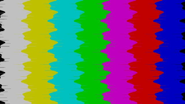 Colorful TV Test Pattern Bars with Audio Waveform Animation