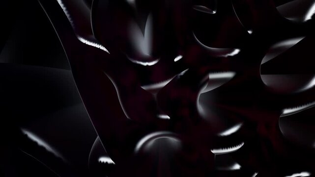 Abstract dark background with smooth flowing shapes and metallic curves for modern design projects