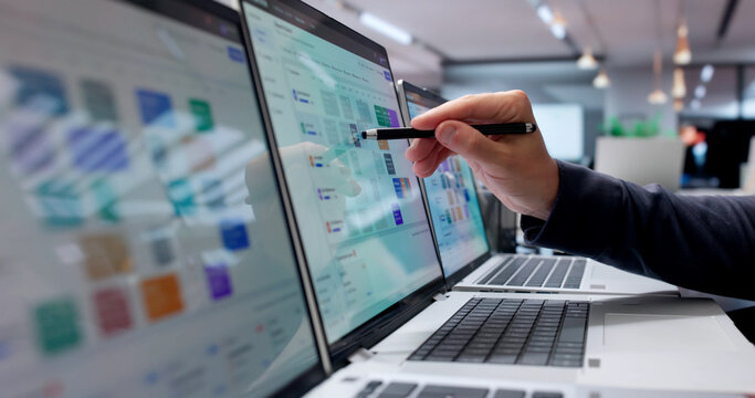Technician Uses Live Digital Map On Laptop