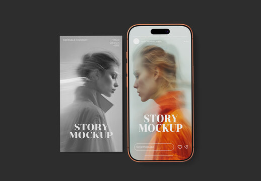 Smartphone Screen Social Media Story Mockup