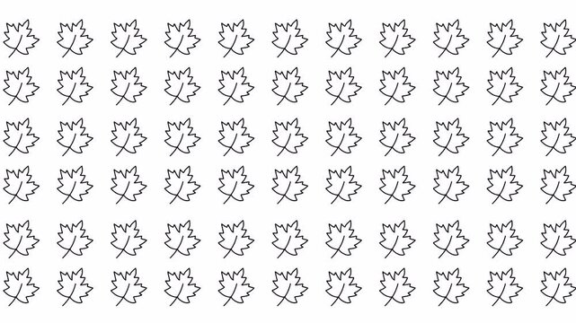 Pattern of transparent seamless maple leaf outlines arranged in a uniform grid.