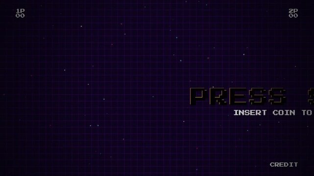 8bit Arcade Press Start Retro Game Interface Animation