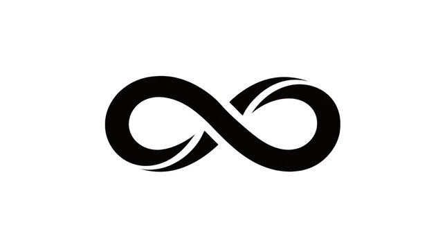 Black infinity symbol endless loop logo icon on the transparent background
